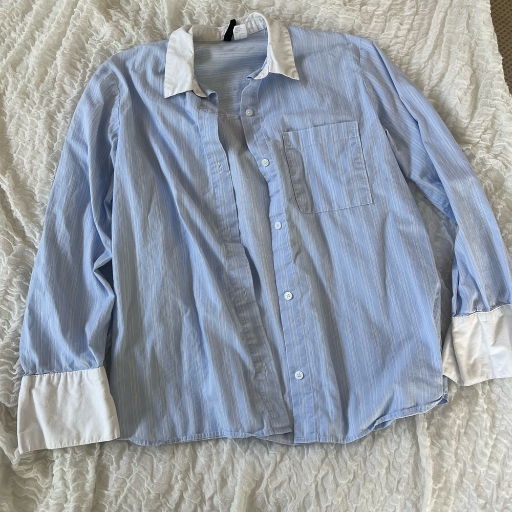Pinstriped Blue Collared Shirt